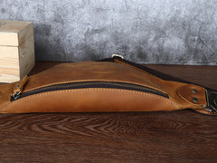 Tan Mens Fanny Pack Leather Slim Bum Bag Black Hip Pack Chest Bag For Men