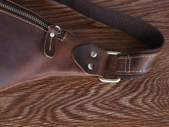 Tan Mens Fanny Pack Leather Slim Bum Bag Black Hip Pack Chest Bag For Men