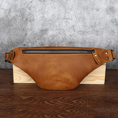 Tan Mens Fanny Pack Leather Slim Bum Bag Black Hip Pack Chest Bag For Men