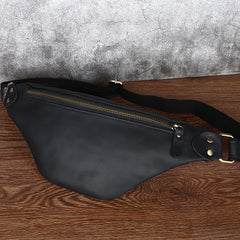 Tan Mens Fanny Pack Leather Slim Bum Bag Black Hip Pack Chest Bag For Men