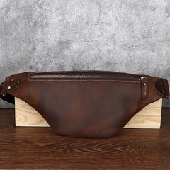 Tan Mens Fanny Pack Leather Slim Bum Bag Black Hip Pack Chest Bag For Men