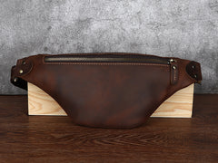 Tan Mens Fanny Pack Leather Slim Bum Bag Black Hip Pack Chest Bag For Men