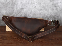 Tan Mens Fanny Pack Leather Slim Bum Bag Black Hip Pack Chest Bag For Men