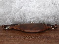 Tan Mens Fanny Pack Leather Slim Bum Bag Black Hip Pack Chest Bag For Men