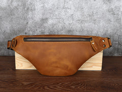 Tan Mens Fanny Pack Leather Slim Bum Bag Black Hip Pack Chest Bag For Men