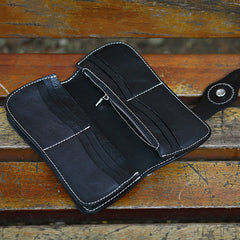 Leather Tooled Indian Chief Mens Biker Chain Wallet