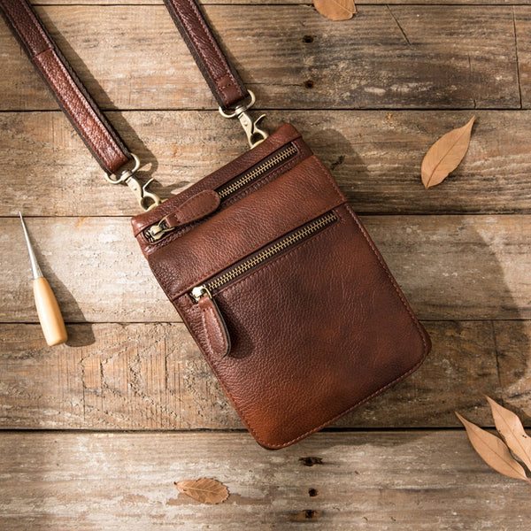 Leather Belt Pouch Belt Cases Mens Waist Bag Shoulder Bag for Men - iwalletsmen