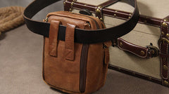 Leather Belt Pouch Mens Small Cases Waist Bag Hip Pack Fanny Pack for Men