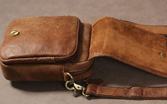 Leather Belt Pouch Mens Small Cases Waist Bag Hip Pack Fanny Pack for Men