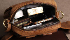 Leather Belt Pouch Mens Small Cases Waist Bag Hip Pack Fanny Pack for Men