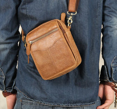 Leather Belt Pouch Mens Small Cases Waist Bag Hip Pack Fanny Pack for Men