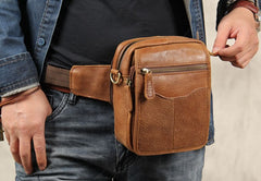 Leather Belt Pouch Mens Small Cases Waist Bag Hip Pack Fanny Pack for Men
