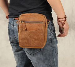 Leather Belt Pouch Mens Small Cases Waist Bag Hip Pack Fanny Pack for Men