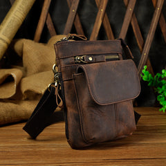 Leather Belt Pouch Mens Small Cases Waist Bag Shoulder Bag for Men