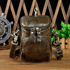 Leather Belt Pouch Mens Small Cases Waist Bag Shoulder Bag for Men