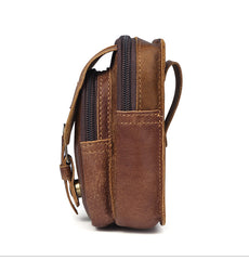 Leather Belt Pouch Mens Small Cases Waist Bag for Men