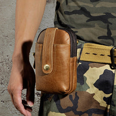 Leather Belt Pouch Mens Small Cases Waist Bag for Men