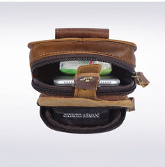 Leather Belt Pouch Mens Small Cases Waist Bag for Men