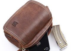 Leather Belt Pouch Mens Small Waist Cases Waist Bag for Men