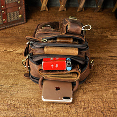 Leather Belt Pouch Mens Waist Bag Shoulder Bag for Men