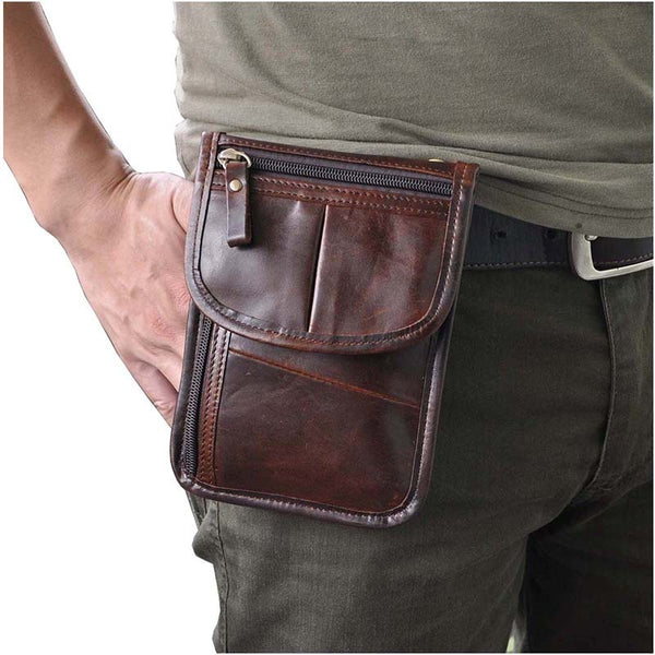 Leather Belt Pouch Mens Waist Bag Shoulder Bag for Men