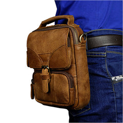Leather Belt Pouch Mens Waist Bag Shoulder Bag for Men