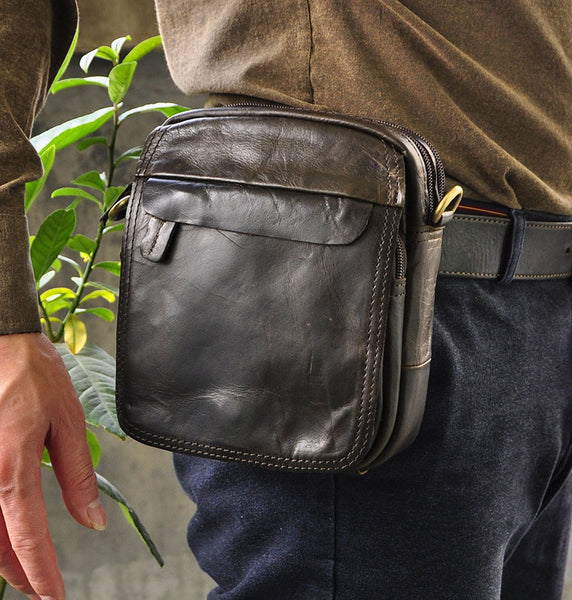 Leather Belt Pouch Mens Waist Bag Shoulder Bag for Men