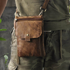 Leather Belt Pouch Mens Waist Bag Shoulder Bag for Men