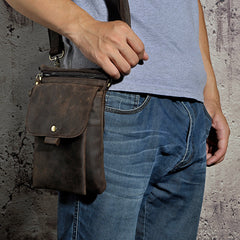 Leather Belt Pouch Mens Waist Bag Shoulder Bag for Men