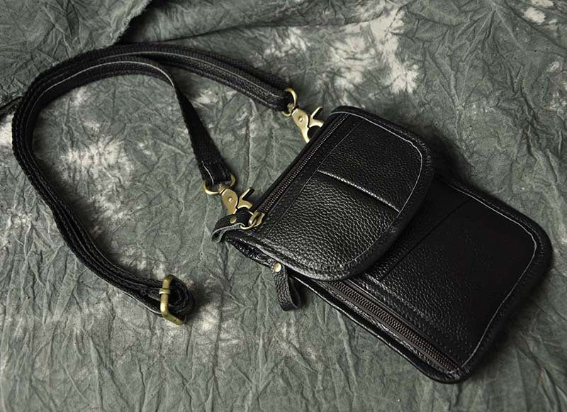 Leather Belt Pouch Mens Waist Bag Shoulder Bag for Men