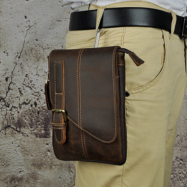 Leather Belt Pouch Mens Waist Bag Shoulder Bag for Men