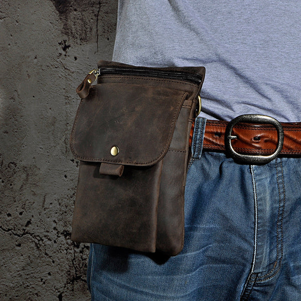 Leather Belt Pouch Mens Waist Bag Shoulder Bag for Men