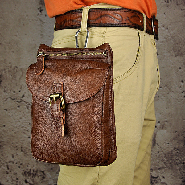 Leather Belt Pouch Mens Waist Bag Shoulder Bag for Men