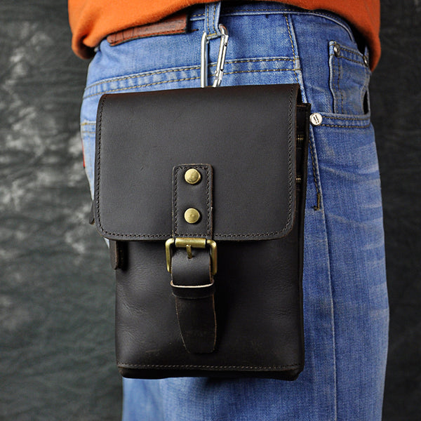 Leather Belt Pouch Mens Waist Bag Shoulder Bag for Men
