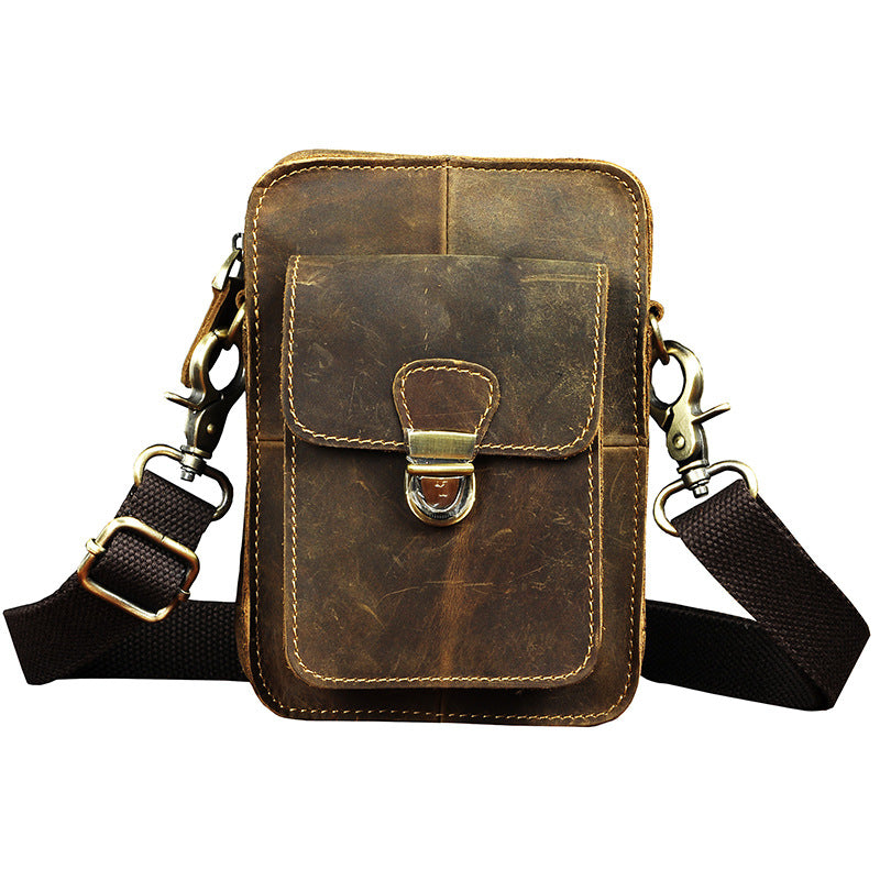 Leather Belt Pouch Mens Waist Bag Shoulder Bag for Men