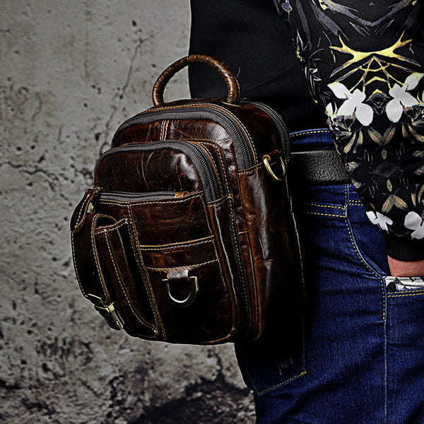 Leather Belt Pouch Mens Waist Bag Shoulder Bag for Men