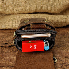 Leather Belt Pouch Mens Waist Bag Small Case for Men