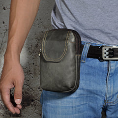 Leather Belt Pouch Mens Waist Bag Small Case for Men