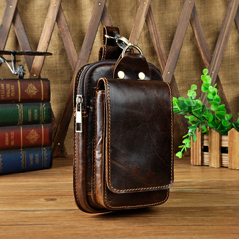 Leather Belt Pouch Mens Waist Bag Small Case for Men