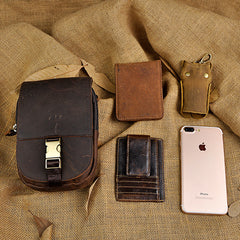Leather Belt Pouch Mens Waist Bag Small Case for Men