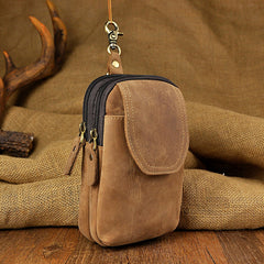 Leather Belt Pouch Mens Waist Bag Small Case for Men