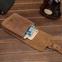 Leather Belt Pouch Mens Waist Bag Small Case for Men