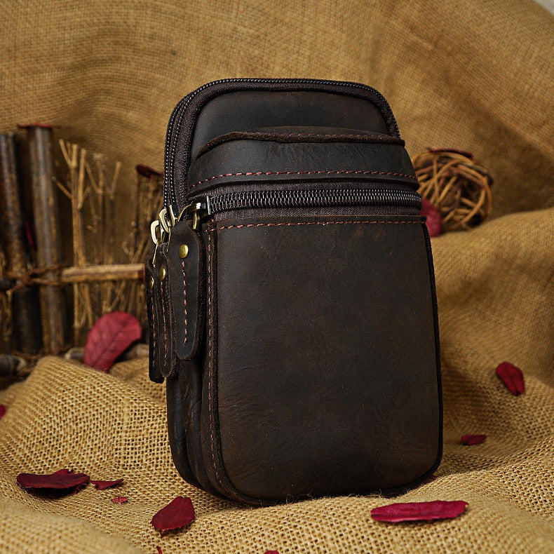 Leather Belt Pouch Mens Waist Bag Small Case for Men