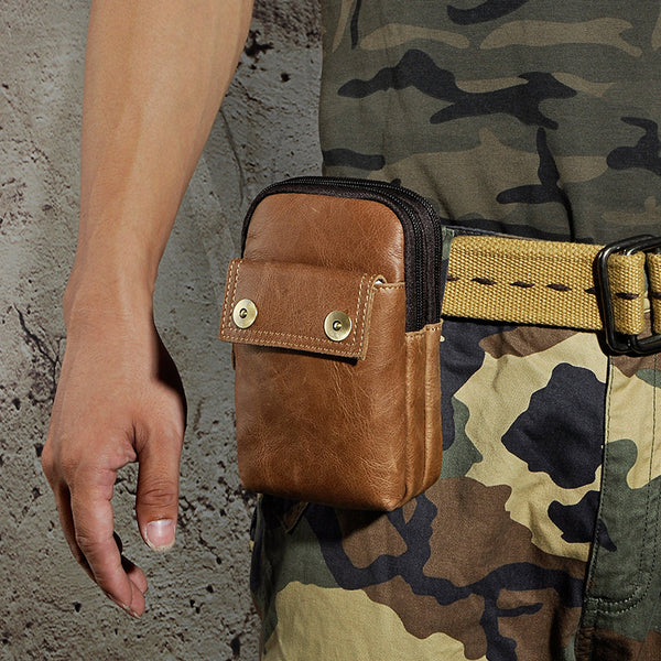 Leather Belt Pouch Mens Waist Bag Small Case for Men