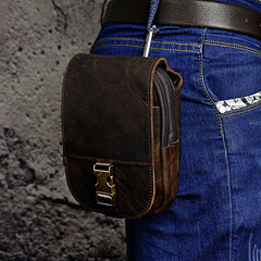 Leather Belt Pouch Mens Waist Bag Small Case for Men