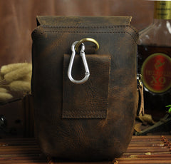 Leather Belt Pouch Mens Waist Bag Small Case for Men