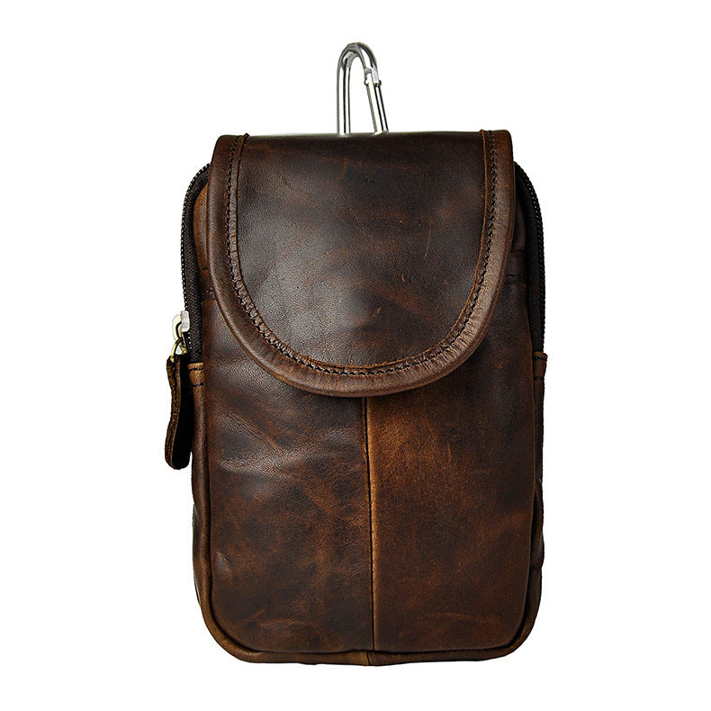 Leather Belt Pouch Mens Waist Bag Small Case for Men
