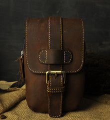 Leather Belt Pouch Mens Waist Bag Small Case for Men
