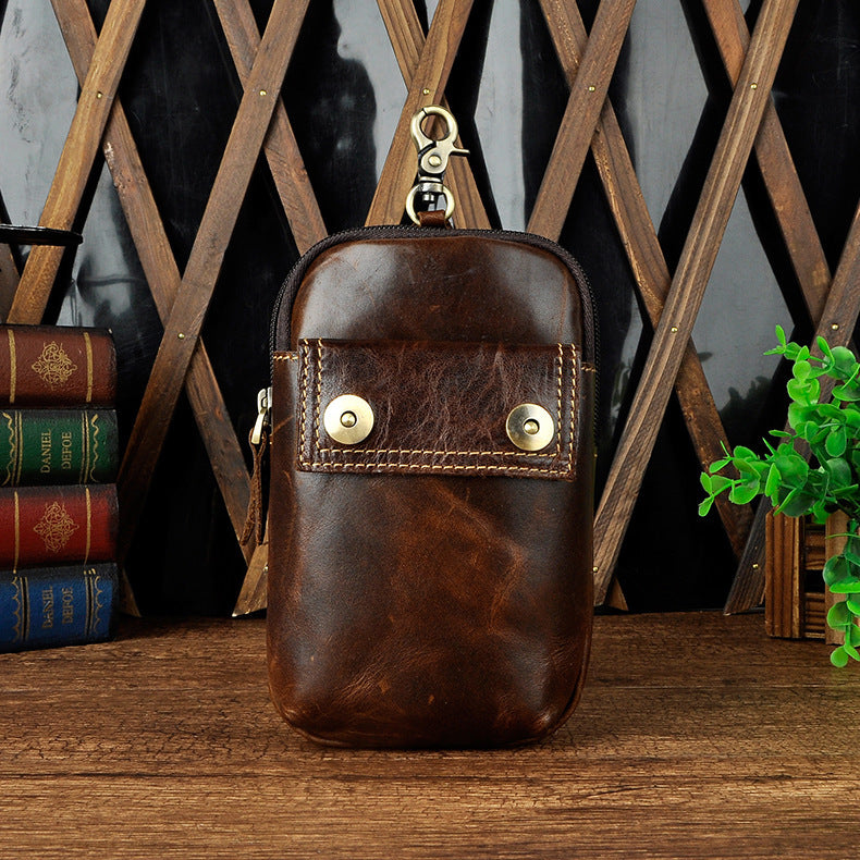 Leather Belt Pouch Mens Waist Bag Small Case for Men