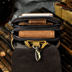 Leather Belt Pouch Mens Waist Bag Small Case for Men